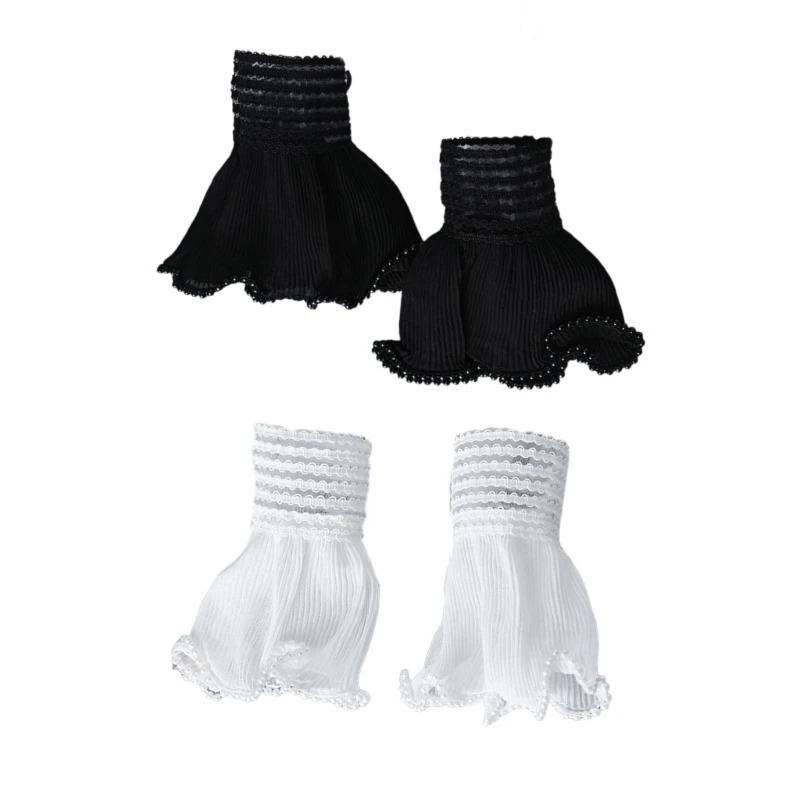 False Wristband Pearls Studded Sweater Decorative Sleeves Flared Wrist Cuffs