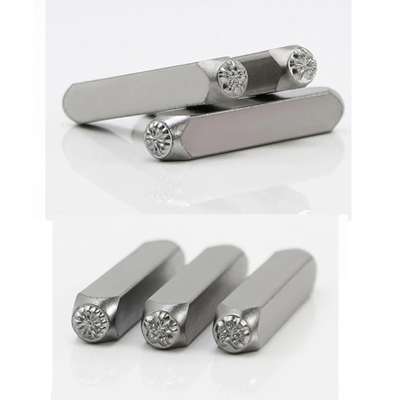 Metal Stamping Tool 12Pcs Metal Flower Set for Imprinting Metal Leather 1/8&rdquo; 1/4'' (3mm 6mm) Stamping Tool Set for DIY Craft
