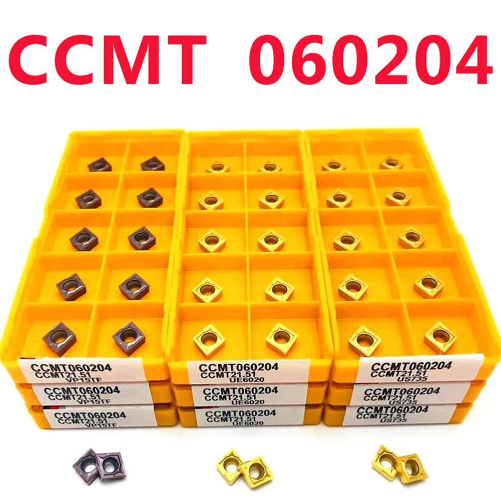 

10pcs CCMT060204 VP15TF/UE6020/US735 Coated Metal Lathe Turning Carbide Inserts Turning Tool Holder Machinery Accessories