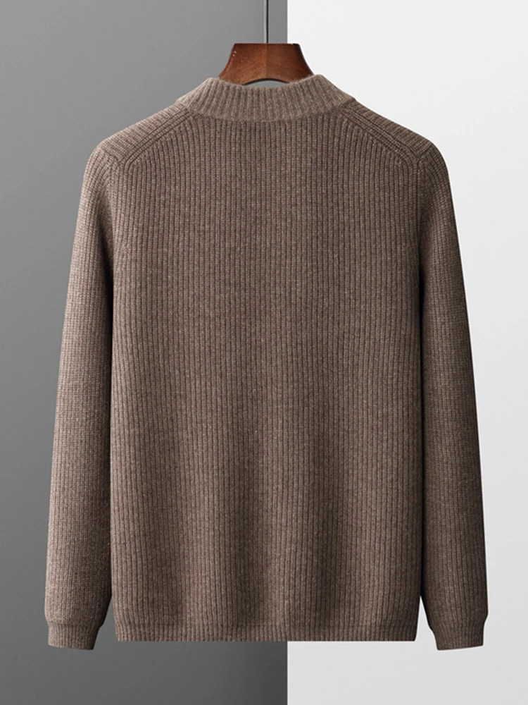 Aliselect Quality Autumn Winter Men Soft Warm Cashmere Knitwear 100% Cashmere Sweater Thick Cardigan Casual Style Jacket Tops 6