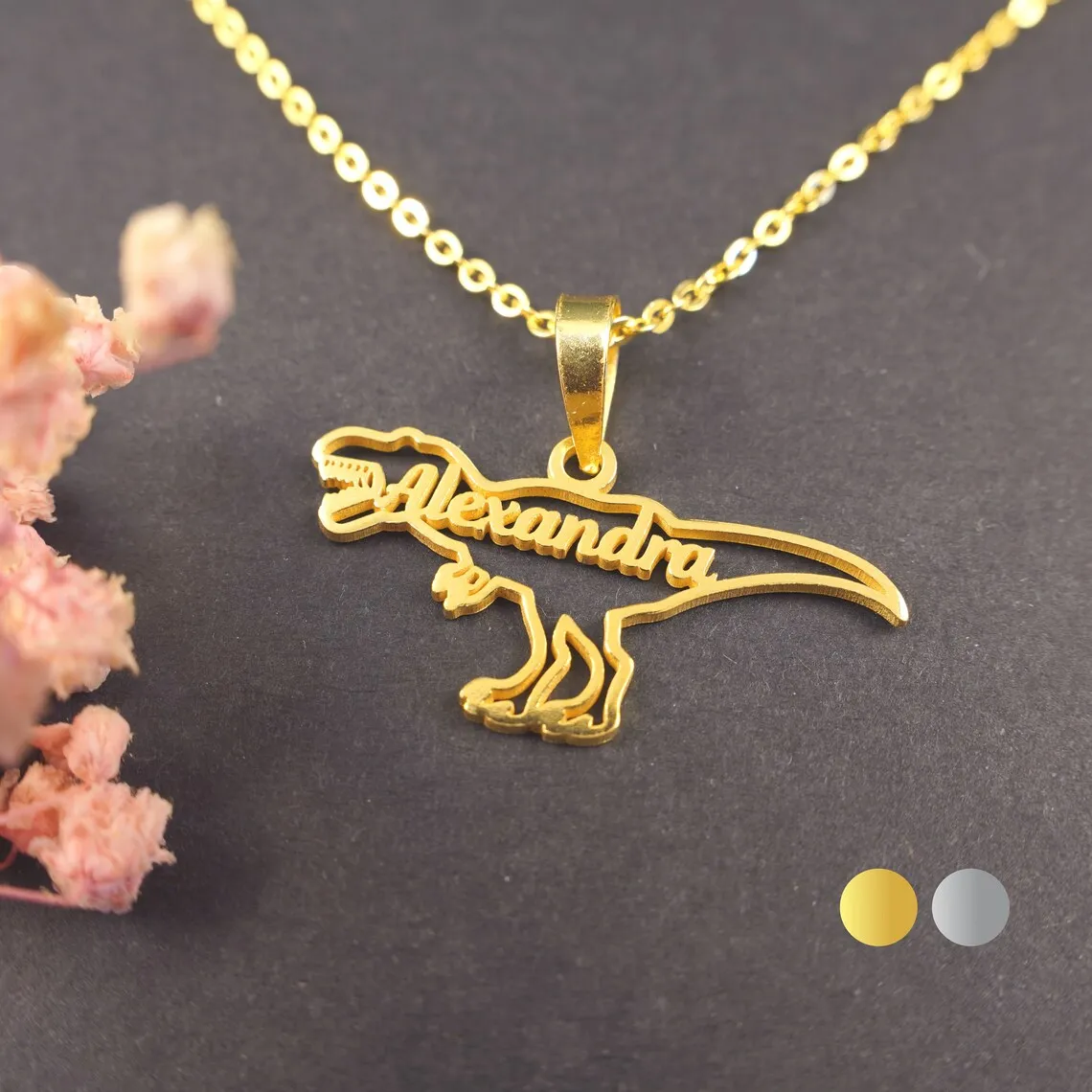 Collana Personalizzata Con Nome Tyrannosaurus Rex Gioielli Per Bambini Collana Personalizzata Con Personaggi Degli Animali Dei Cartoni Animati Color O