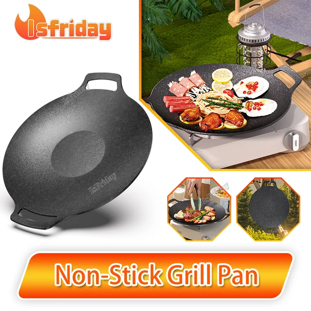 Barbecue Grill Pan Korean Round Induction Griddle Pan With Non-Stick  Coating And Uniform Heat Conduction For Family Use Or Camp - AliExpress