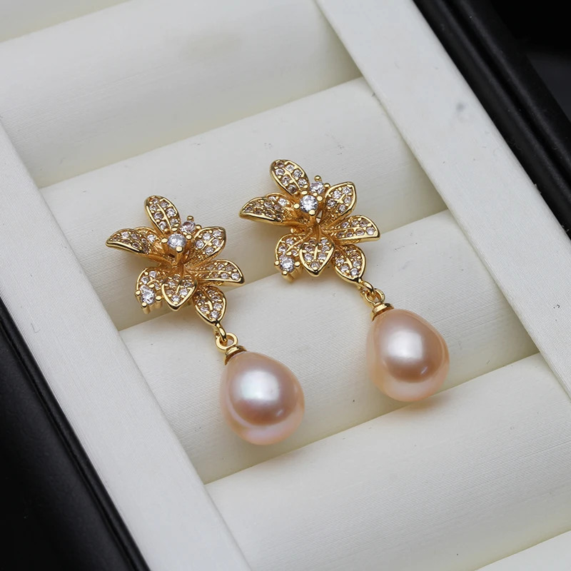 2024 New Natural Freshwater Pearl Earrings For Women,White Flower Pearl Drop Earrings Mother Wife Gift