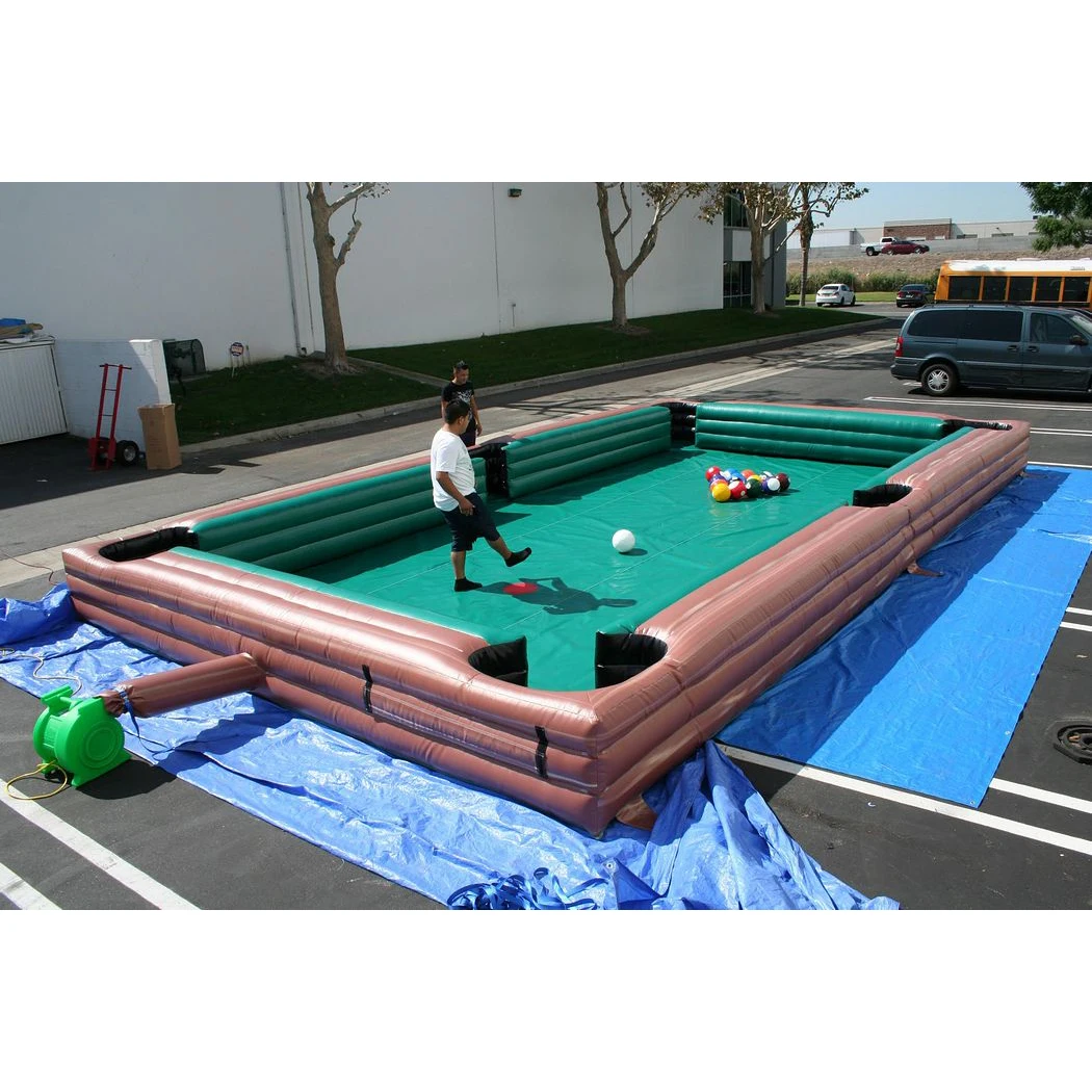 8x4m PVC Giant Inflatable Snooker Football Pool Table Human Soccer Billiards Sports Field For Coporate Events Game