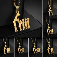 Girls Boy Children Stainless Steel Family Necklaces Mama Pendants Necklace Birthday Gifts For Women Jewelry Mother's Day Jewelry 1