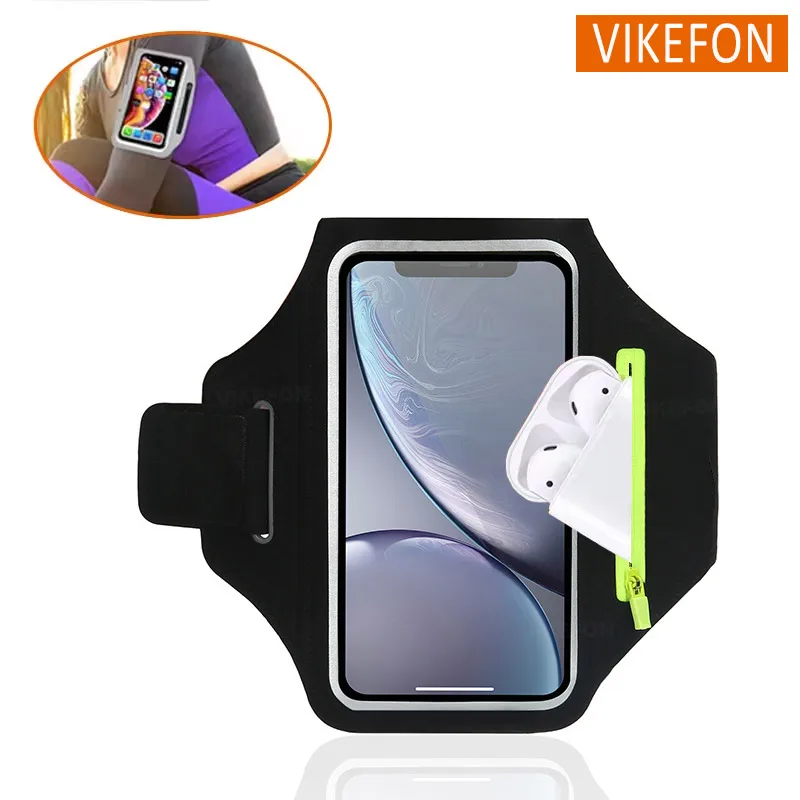 "Bolsa de brazo fitness con cremallera para móvil y auriculares"