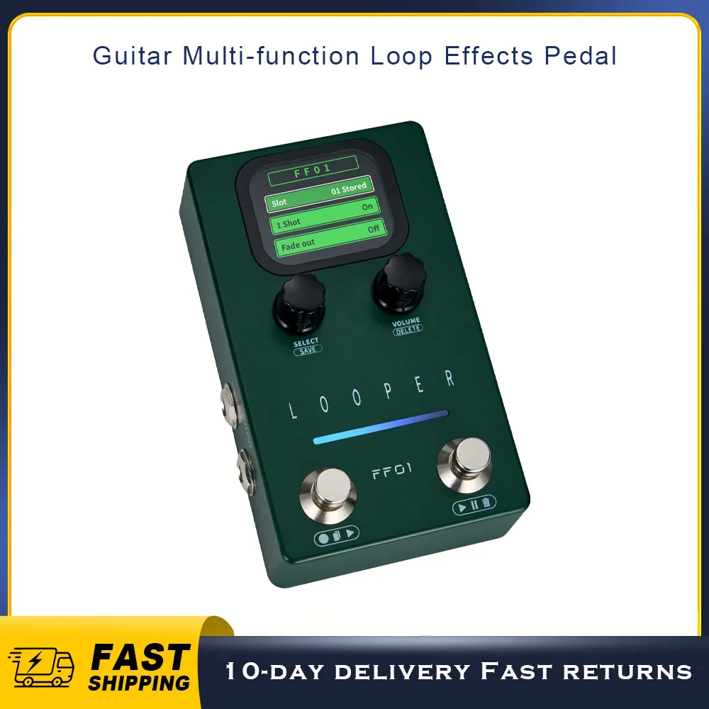 Guitar Effects Pedal Stereo Guitar Multifunctional Loop Pedal with 40 Storage Slot 160 Mins Looping for Electric Bass