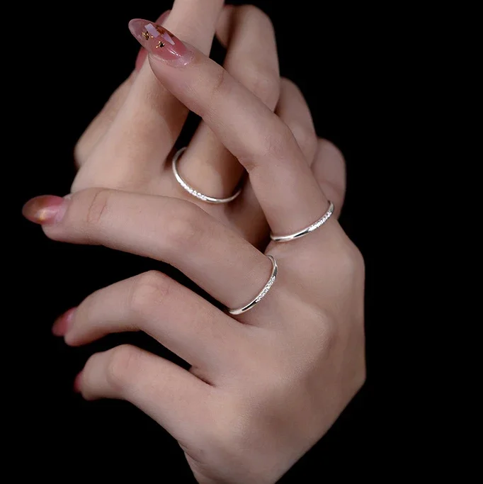 Silver Rings Silver Ring 925 Sterling Silver Zircon Round Geometric For Fashion Women Fine Jewelry Accessories Gift