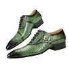 Chaussures Oxford de luxe pour hommes, imprimés, Style classique, robe en cuir, chaussures formelles à lacets, vert, noir, bout pointu 1