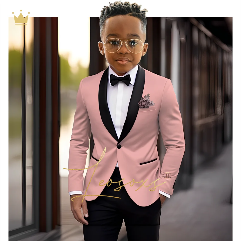 Boys Single Button Shawl Collar Suit Dress 2 Piece Suit Children Wedding Party Dinner Cocktail Party Tuxedo Boys Formal Suit Set
