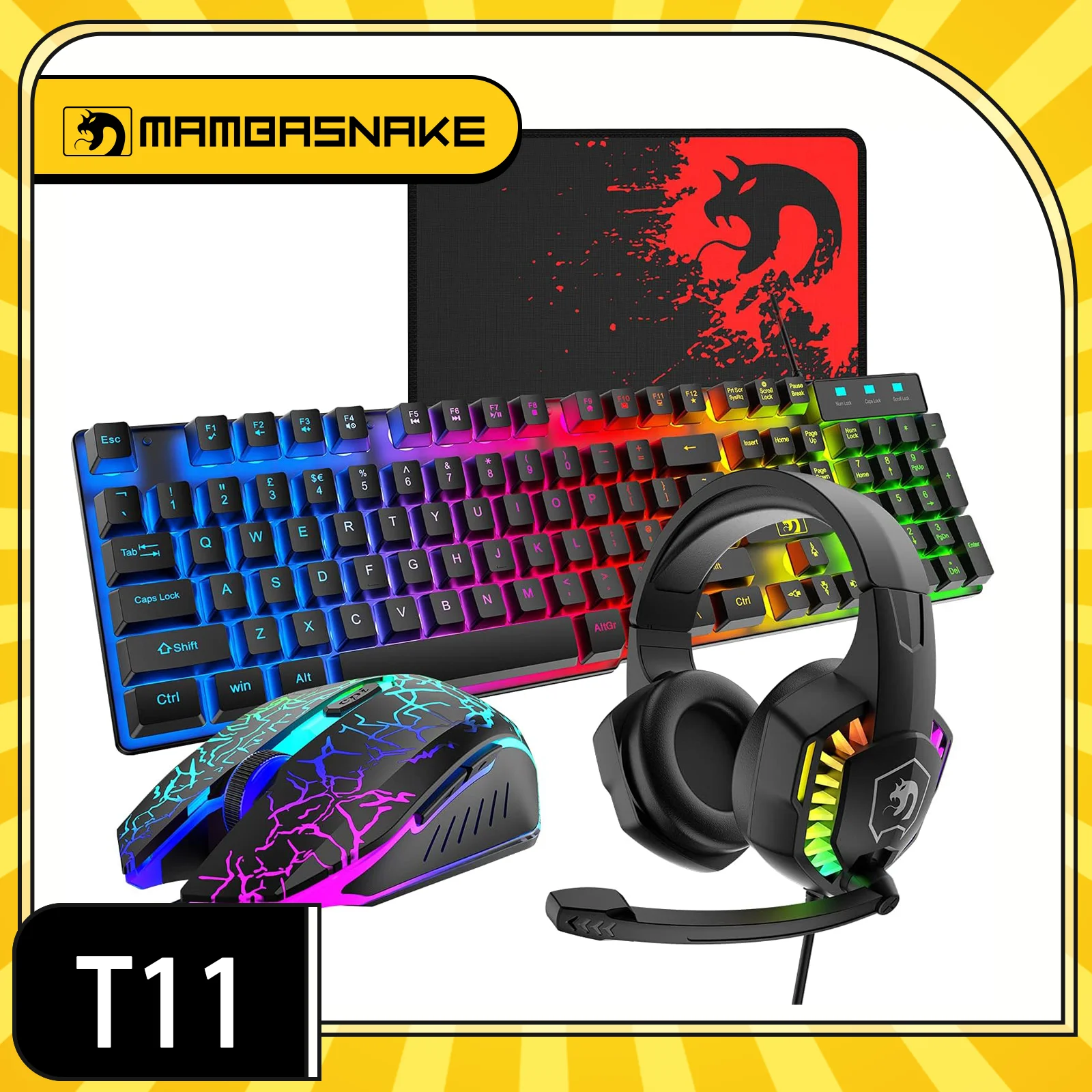 rainbowKeyboard&Trackpad用パームレスト&ベース優黒 Amazon.com: Wired Rainbow LED Backlit Keyboard and Mouse