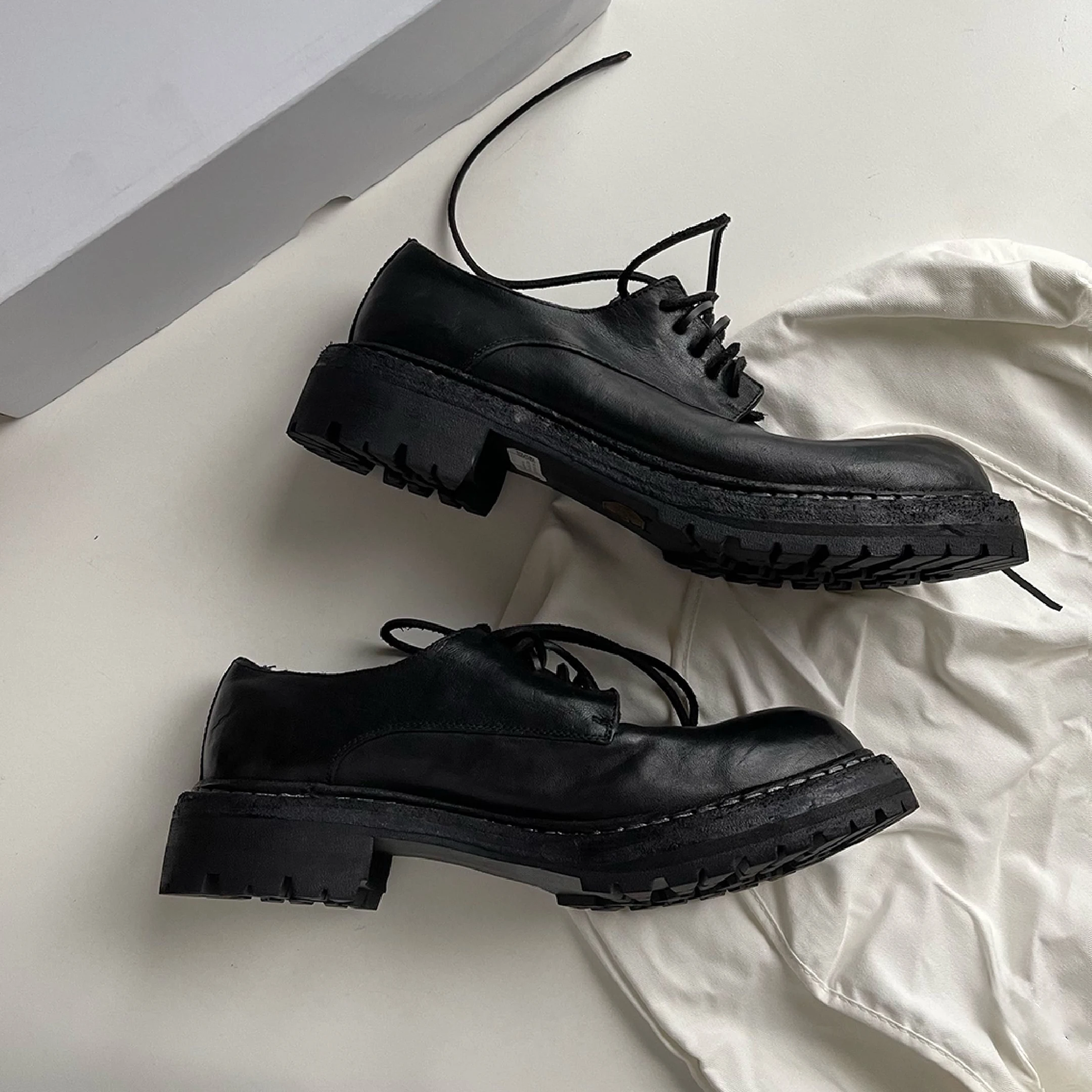 

NIGO Men's Women's Fashion Trend Round Toe Leather Shoes Temperament Low Heel Horse Skin Boots Ngvp #nigo7822