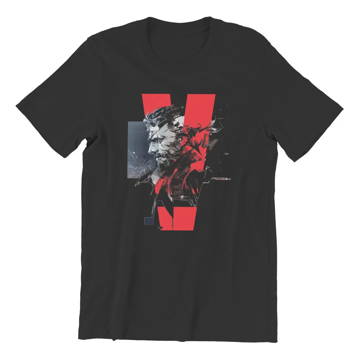 MGS V تي شيرت كلاسيكي للألم الوهمية للرجال ، ملابس قطنية ، ملابس أحادية اللون للمروحة ، معدات معدنية ، لعبة Mxv ، محب 2