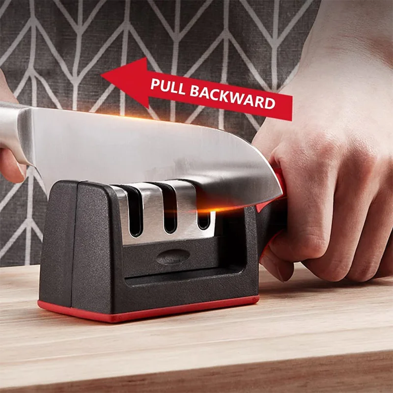 1Pcs Manual Kitchen Knife Accessory Sharpening Tool Ceramic 3 Stage Professional Kitchen Knife Sharpener
