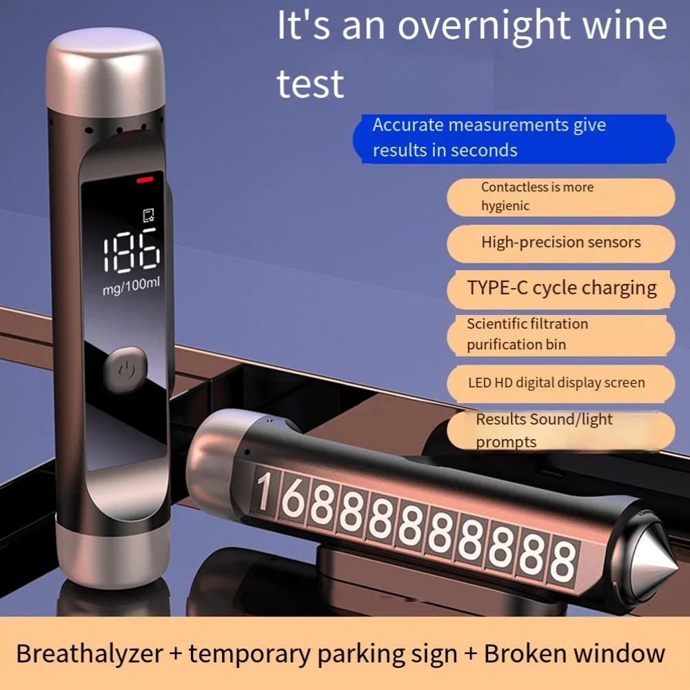 Automatic Rechargeable Alcohol Tester Car Mounted Alcohol Detector Accurate Breathalyzer FOR Safe Parking Number Plate