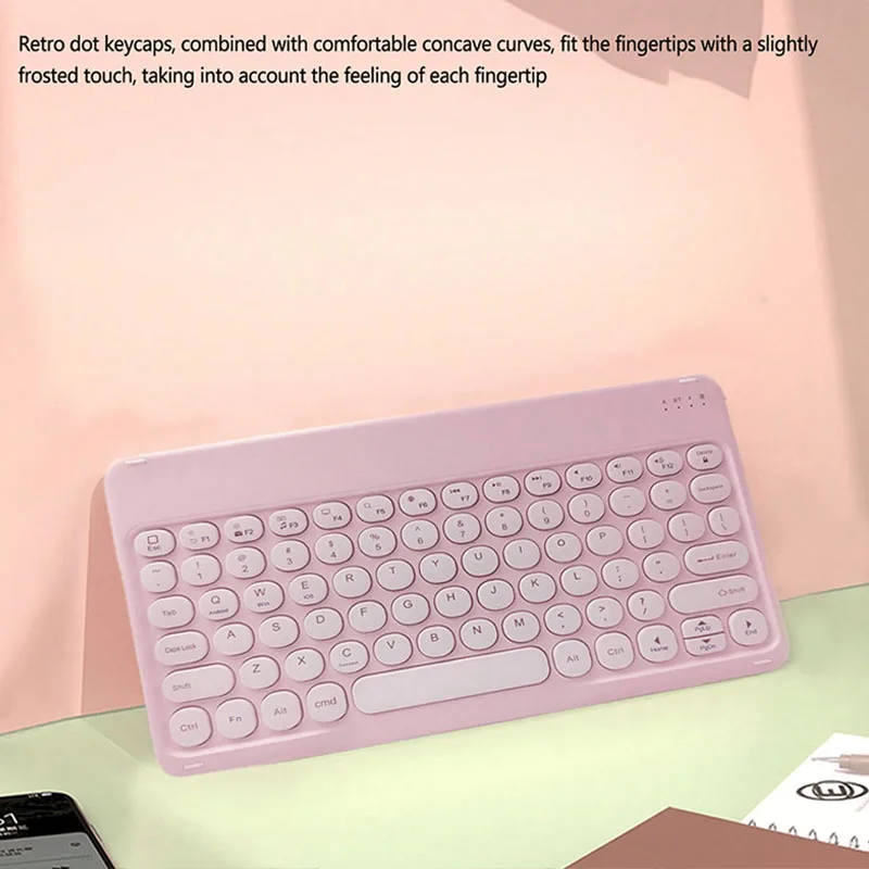 Round Hat Silent Retro Mini Wireless Keyboard Compatible with iPad Computer Phone Tablet