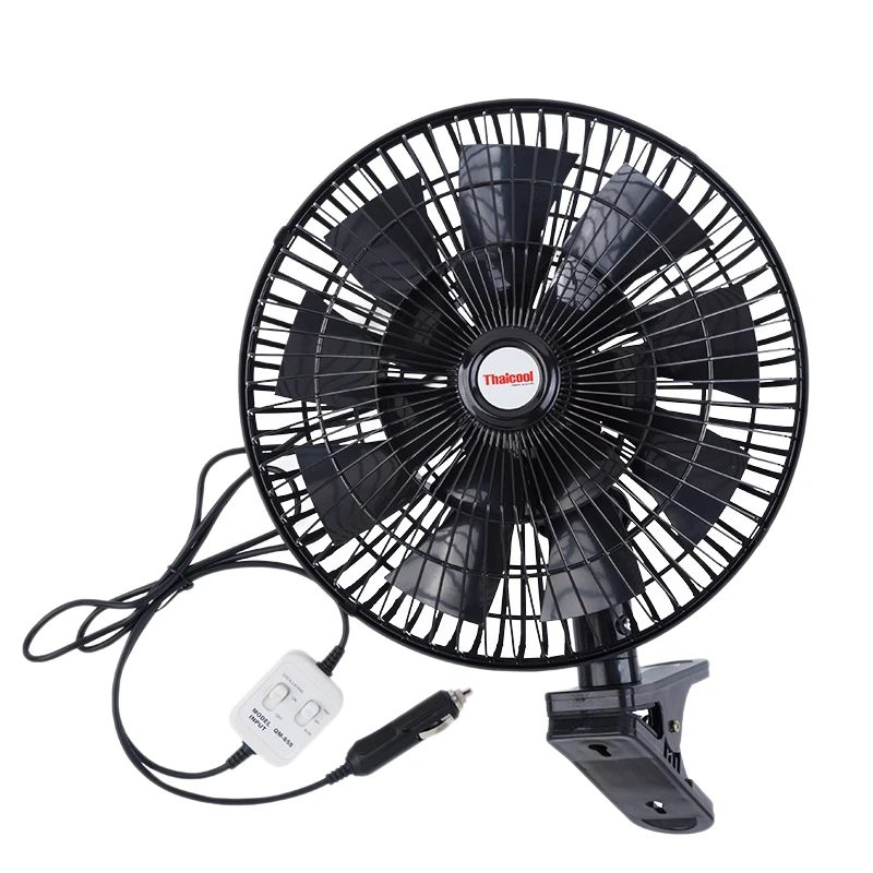 

Thaicool 12V Car Electric Fan Adjustable Speed Oscillating Cooling Fans with Clip for Home Travel Car Truck