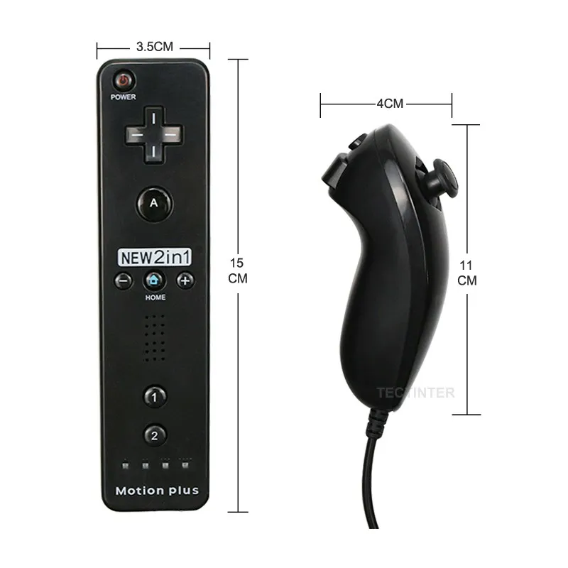 New 2 in 1 Wireless Controle Remote Controller  For Nintendo Wii With Motion Plus Bluetooth Remote For Nintend Wii Gamepad