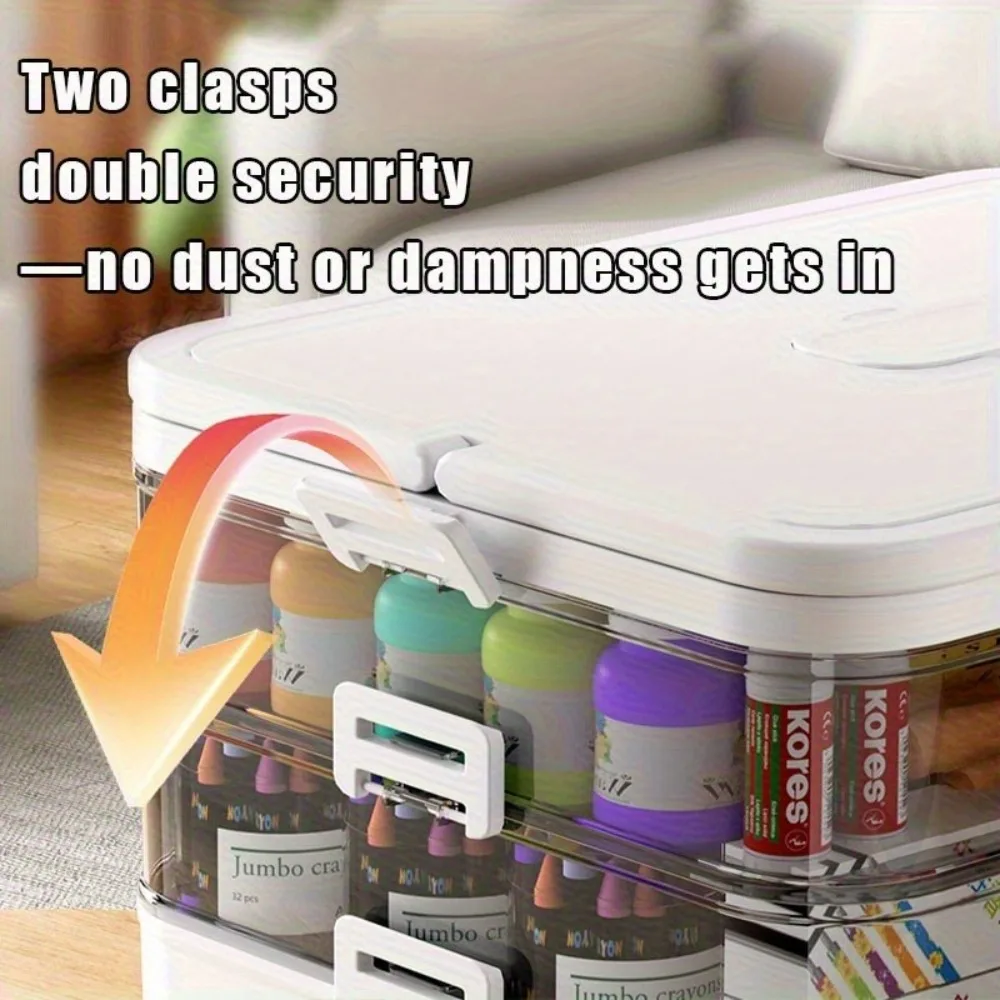 Medicine & First Aid Organizer Box,5-Layer Large Capacity with Transparent Durable Plastic Storage,Multi-Compartment Design