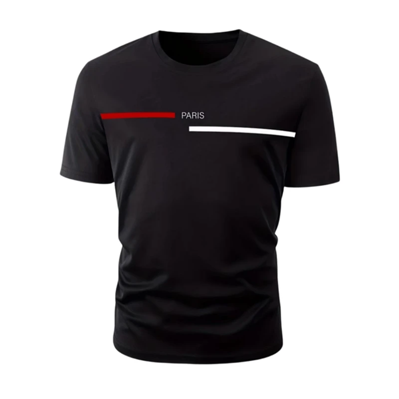 

Fashion Funny Letter Print T Shirt For Men Summer Breathable Oversized Short Sleeve O-neck Tops 3D Stripe Harajuku Sports Tees