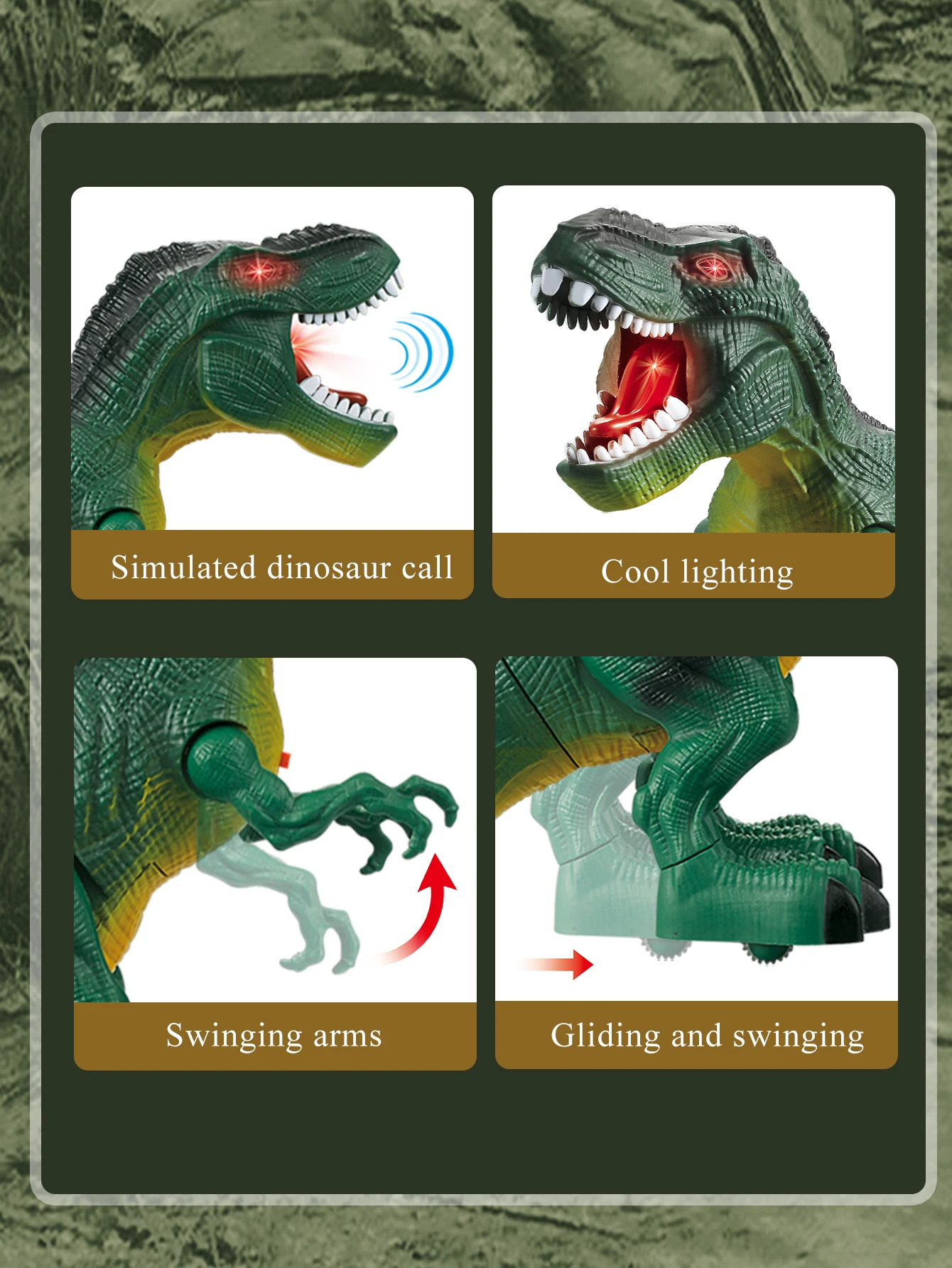 Dinosaur Toys Kids 3+ Electric Audiovisual Dinosaur Model Electronic Walking Robot Toy Not Include Battery
