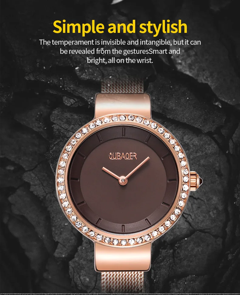 OUBAOER Original Waterproof Women Quartz Watch Fashion Ultra-Thin Mesh Watch For Women Top Brand Luxury Chronograph Montre Femme