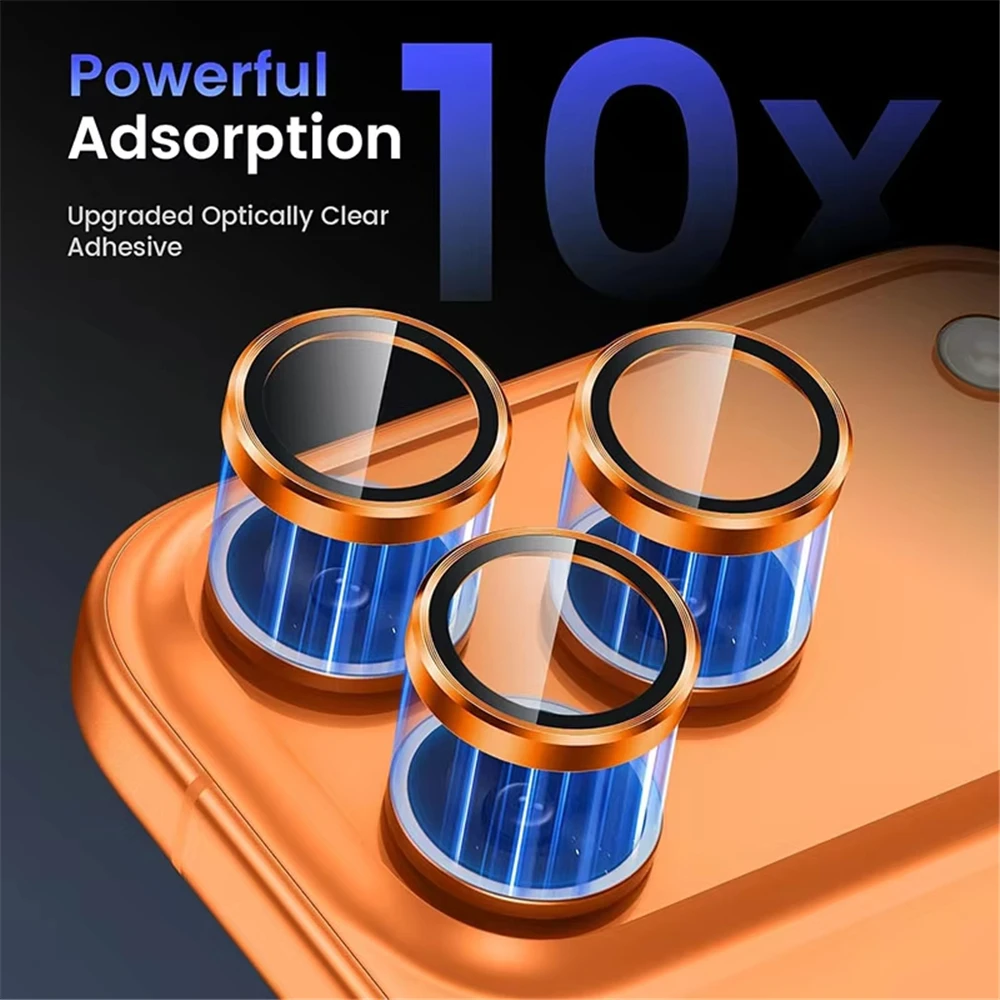 Premium Metal Camera Lens Protector with Tempered Glass Film