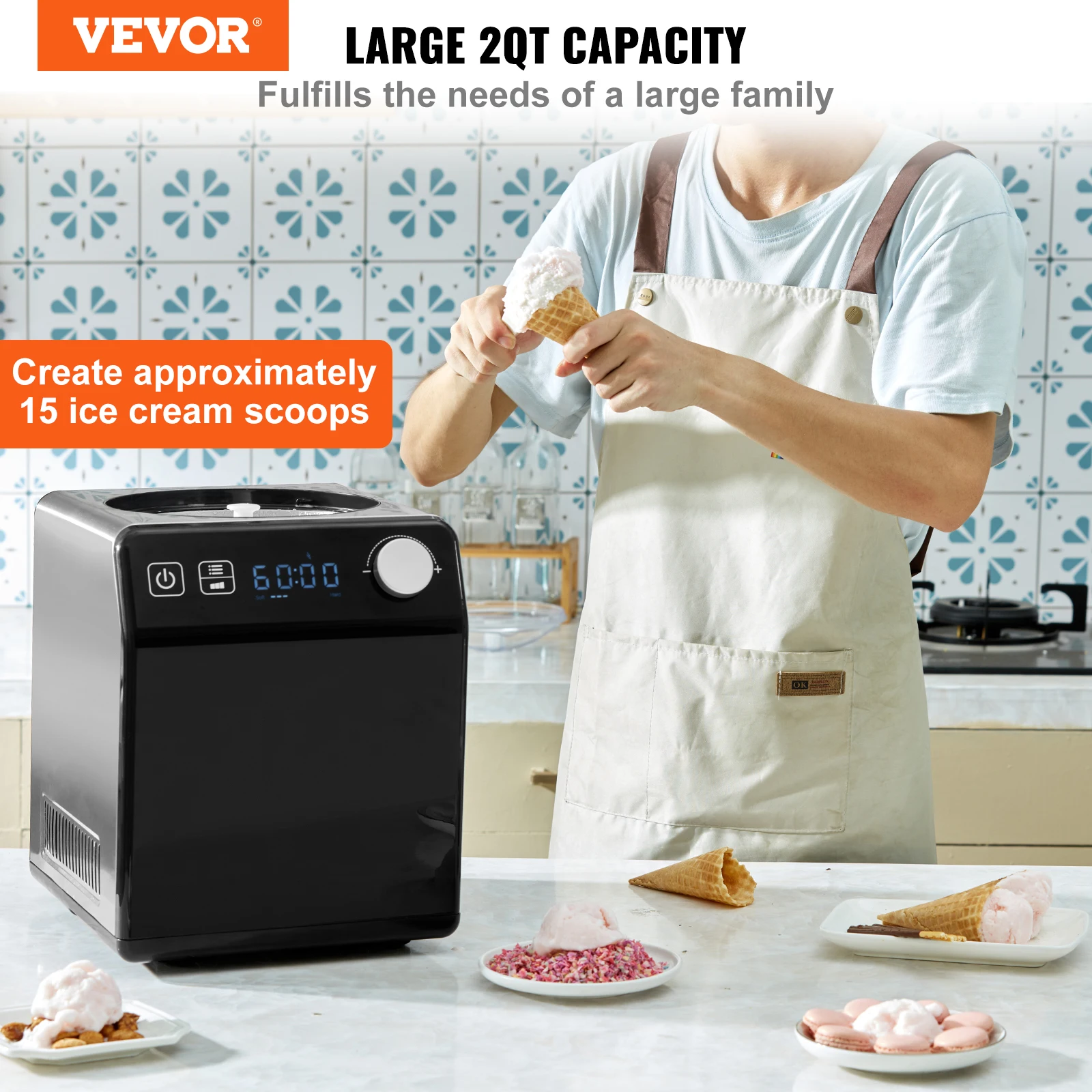 Upright Automatic Ice Cream Maker with Compressor