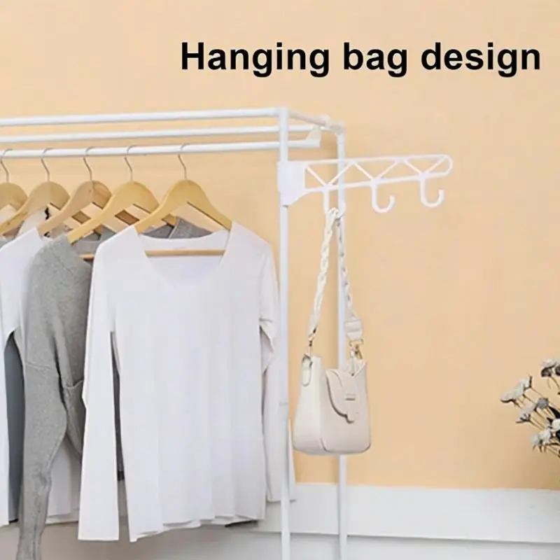67x65x13.7" Metal Clothes Rack: Triple-Row, Black/White, Drying Area, Shoe & Accessory Space, Durable Plastic