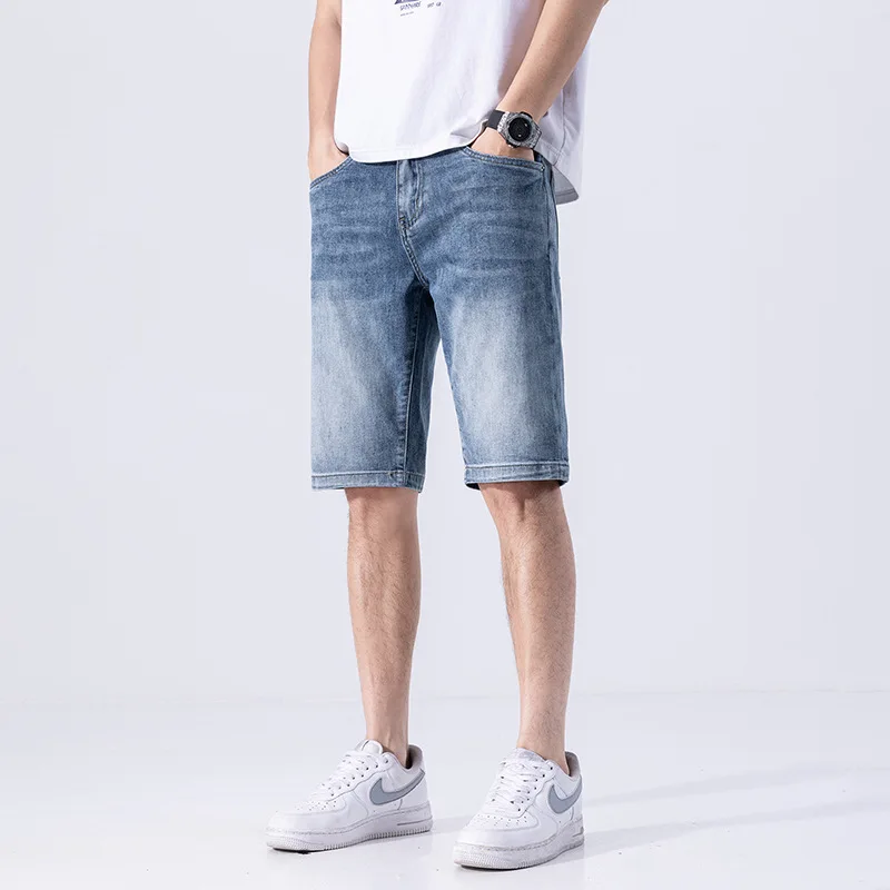2024 New High-End Printed Denim Shorts Men's Summer Thin Breathable Straight Loose Slimming Korean Style Trendy Capris