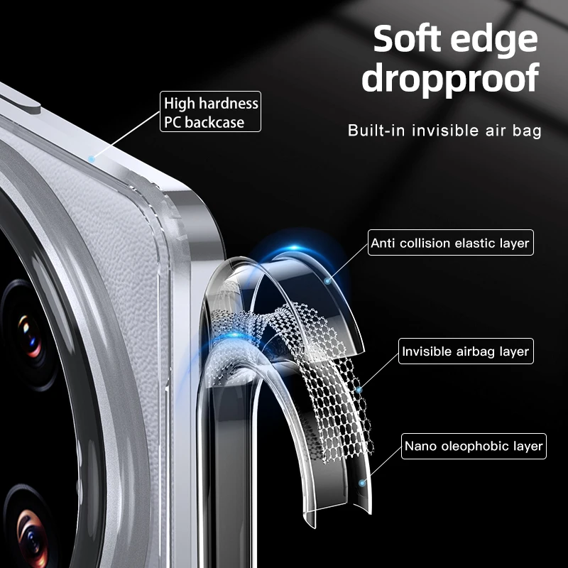 Enhanced Magnetic Wireless Charging Armor Case - Matte & Clear, Military Shockproof Cover