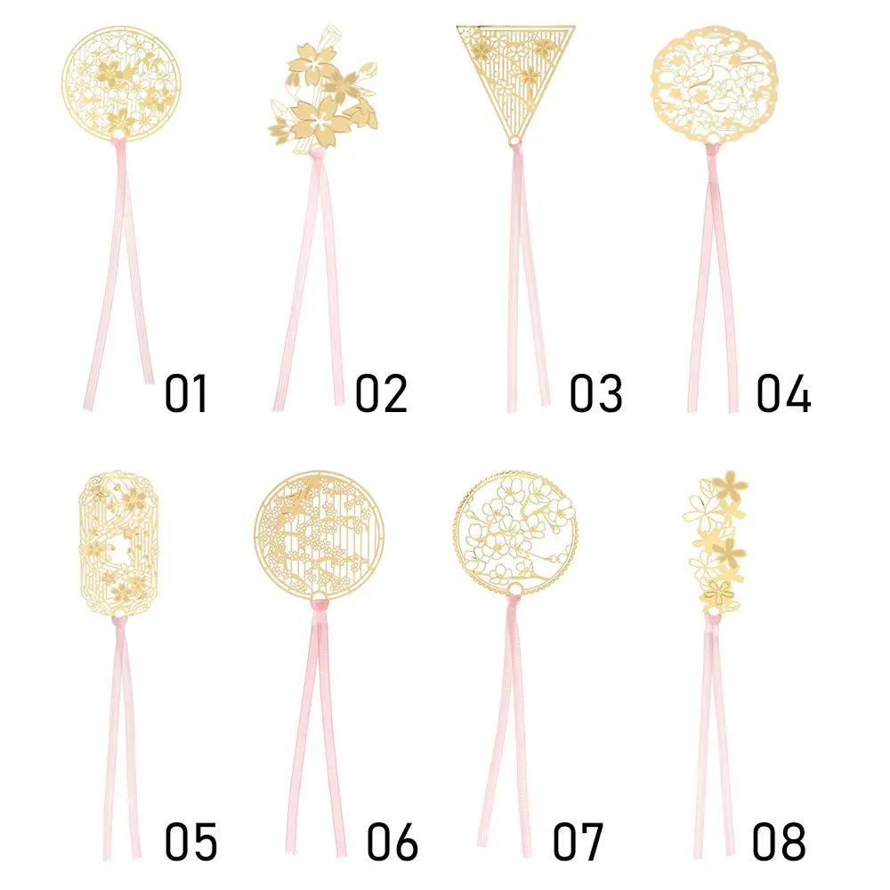 Stationery Book Holder Apricot Leaf Metal Bookmark Tassel Chinese Style