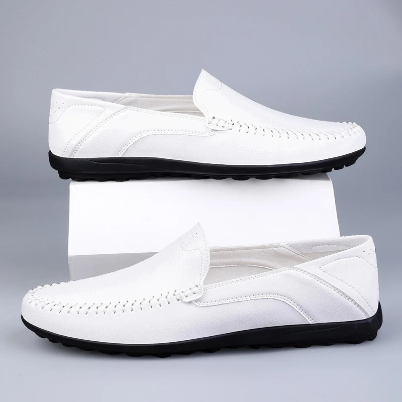 Luxe Lederen Herenschoenen Casual 2023 Italiaanse Zachte Mannen Loafers Handgemaakte Mocassins Ademende Slip-On Bootschoenen Zapatos Hombre