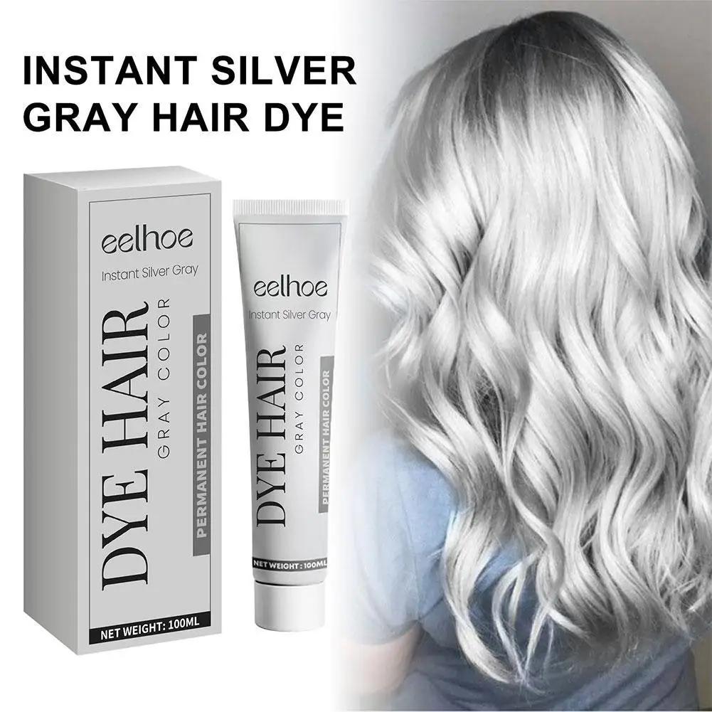 100ML Grey Hair Dye Cream Unisex Smoky Punk Style DIY Styling No Damage Quick Coloring Long-lasting Professional Hairs Care