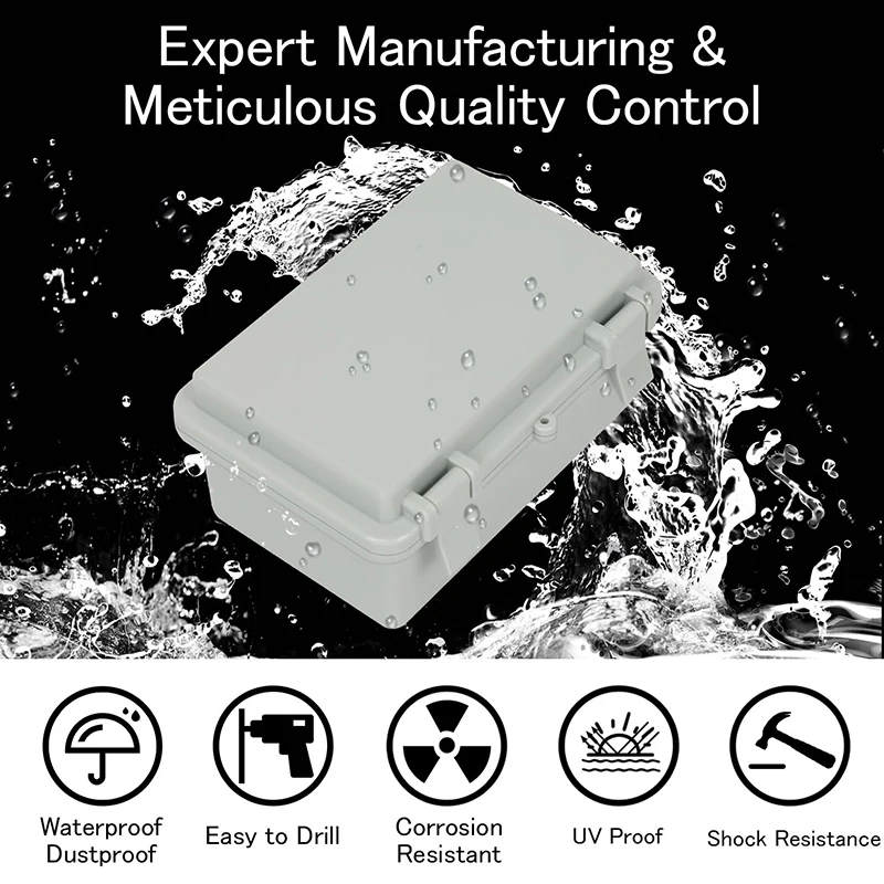 IP66 Waterproof Cover Enclosure Power Junction Box ABS Plastic Hinge Outdoor Electronic Distribution Box