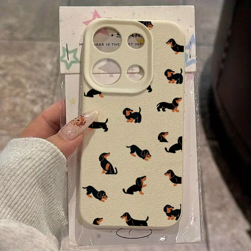Coque de téléphone créative et minimaliste en forme de teckel blanc mat, étui souple pour Xiaomi Redmi 14C 15C 13C Note Pro Plus 12S 11 10
