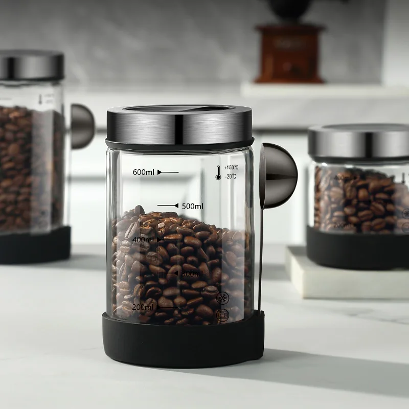 Coffee Bean Glass Sealed Jar Moisture-Proof and Fresh Keeping Coffee Powder Storage Jar Tea Grain Storage Container