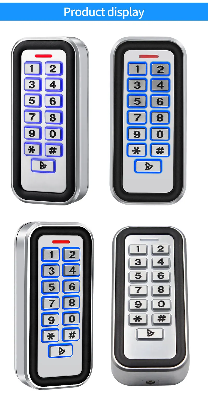 12V Standalone Metal Access Control Keypad Outdoor Waterproof IP68 Zinc 2000 Use