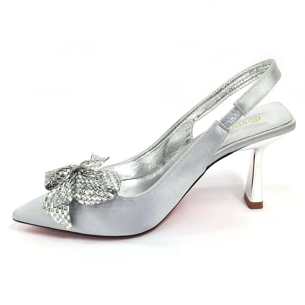 Excellent Italian Hollow Design Women Shoes Matching Bag in Silver Color Mature African Ladies Comfortable Sandals for Party 2