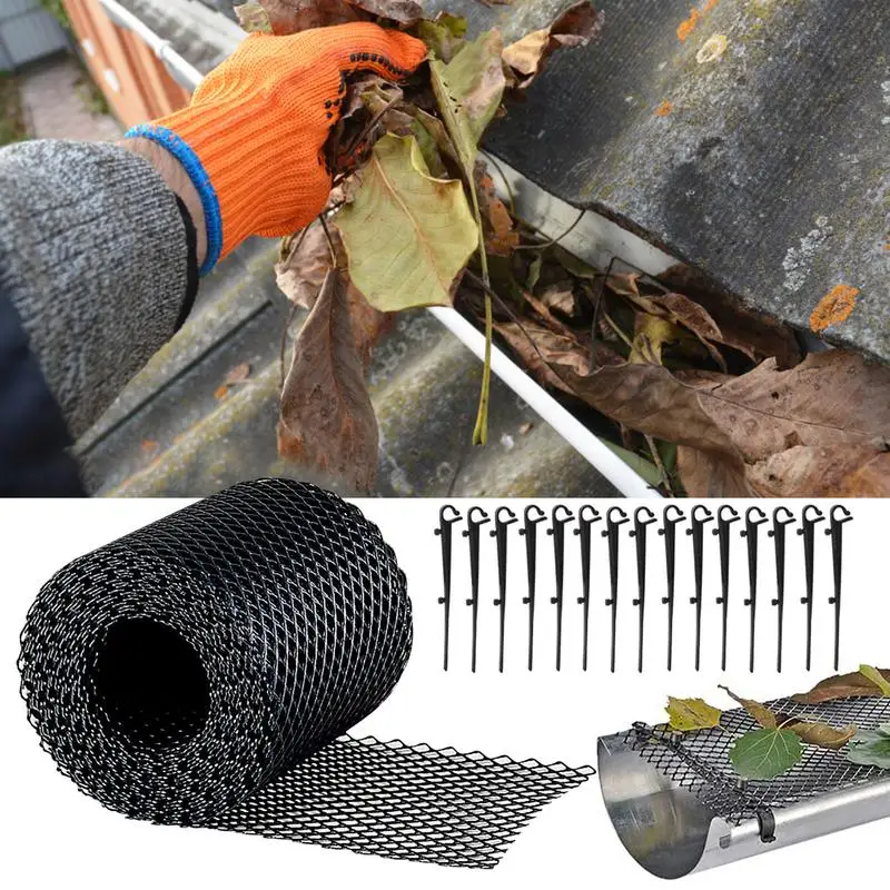 

Gutter Guard 15cm X 6m Mesh Gutter Safeguard Anti Clogging Gutter Screen Easy Install Mesh Cover Stakes Garden Accessories
