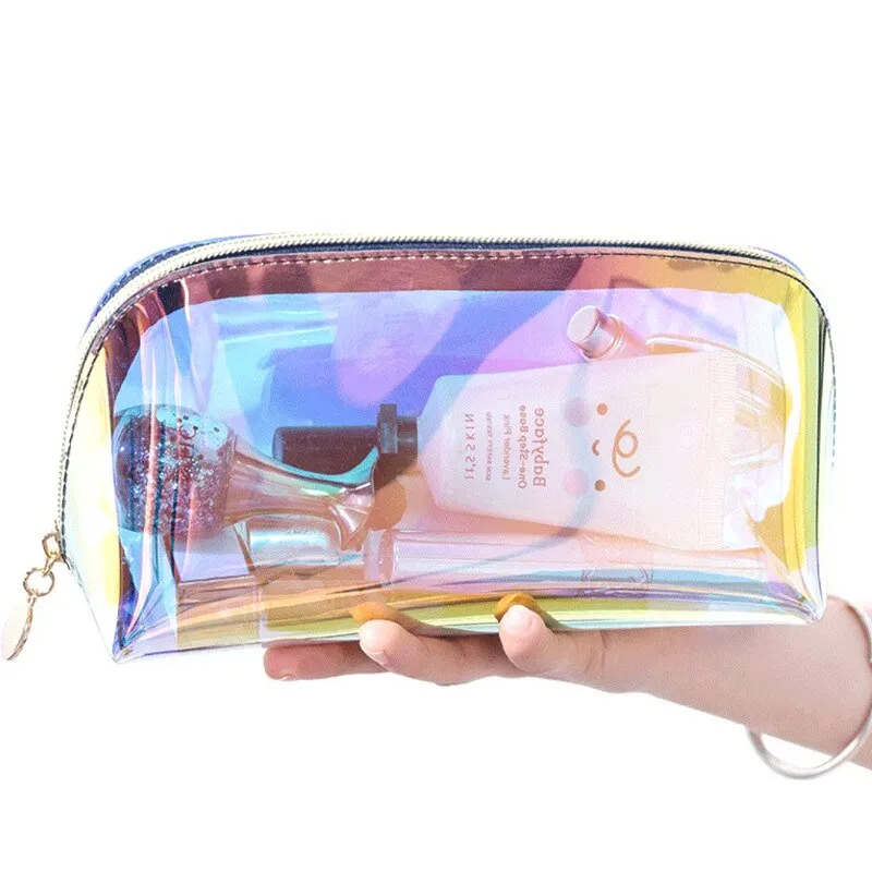 Laser Cosmetic Bag Ins Style Korean Cosmetics Semicircle Travel Buggy Bag Portable Dumpling Shaped Transparent Wash cosmetic bag cosmetic storage bag toiletry bag makeup bag cosmetic case