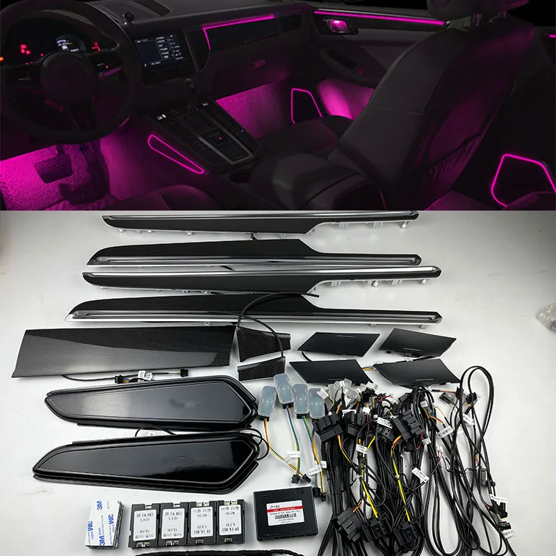 

For Porsche Macan 2014-2020 64-color LED Ambient Lamps Car Light illuminated Door Panel Set Decorative Atmosphere Light