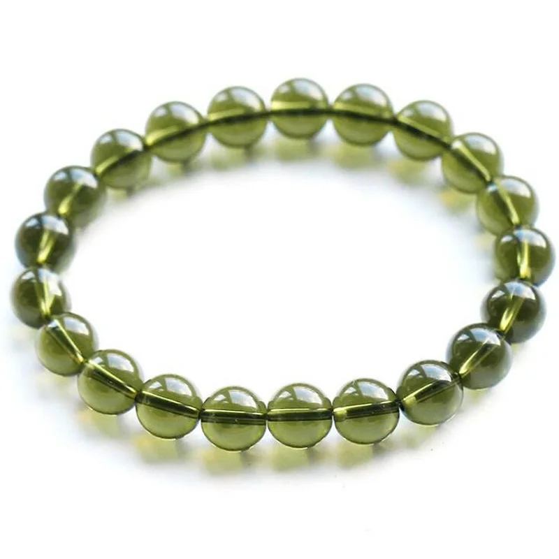 8Mm Naturale Moldavite Verde Aeroliti Pietra Di Cristallo Ceca Pietra Grezza Rettifica Perlina Braccialetto Di Meteorite Braccialetto Di Pietra Di Ene