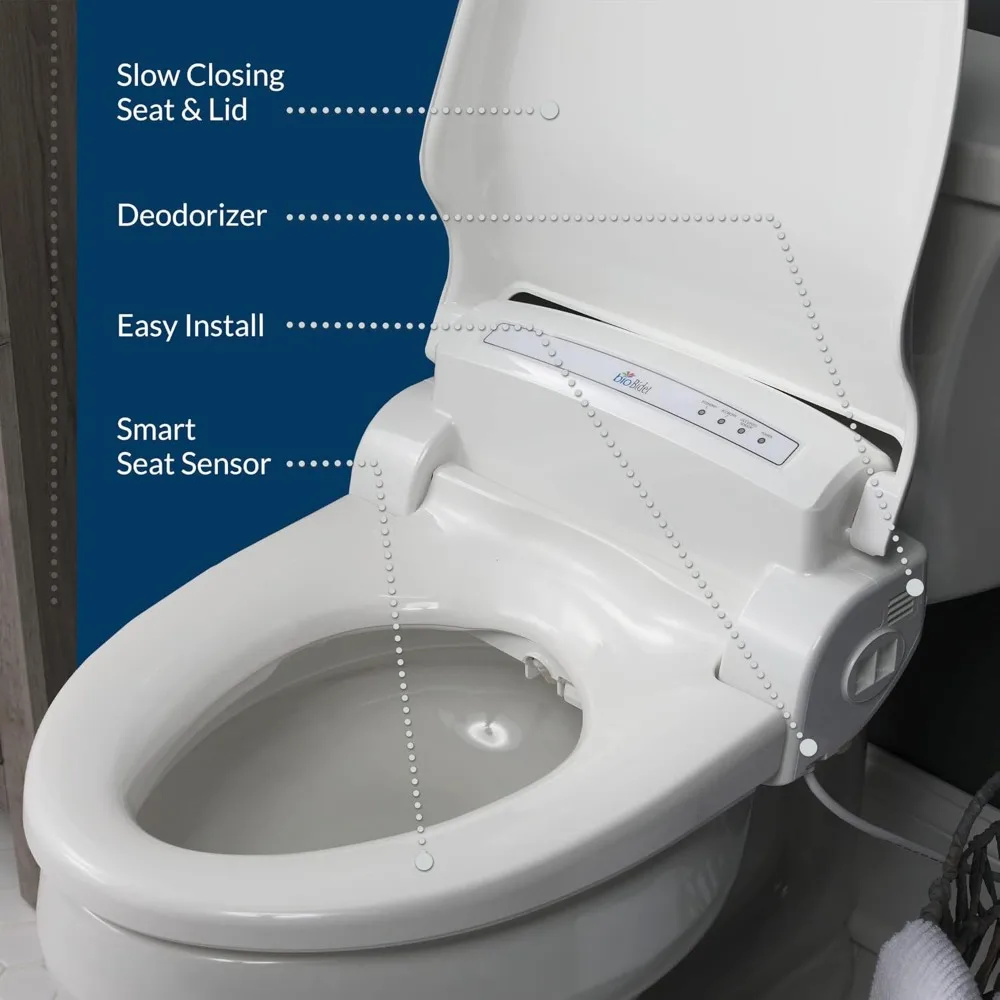 Electric Bidet Toilet Seat, Warm Water with Air Dryer, Heated Seat with Slow Close Lid, Remote Control, Elongated White 4