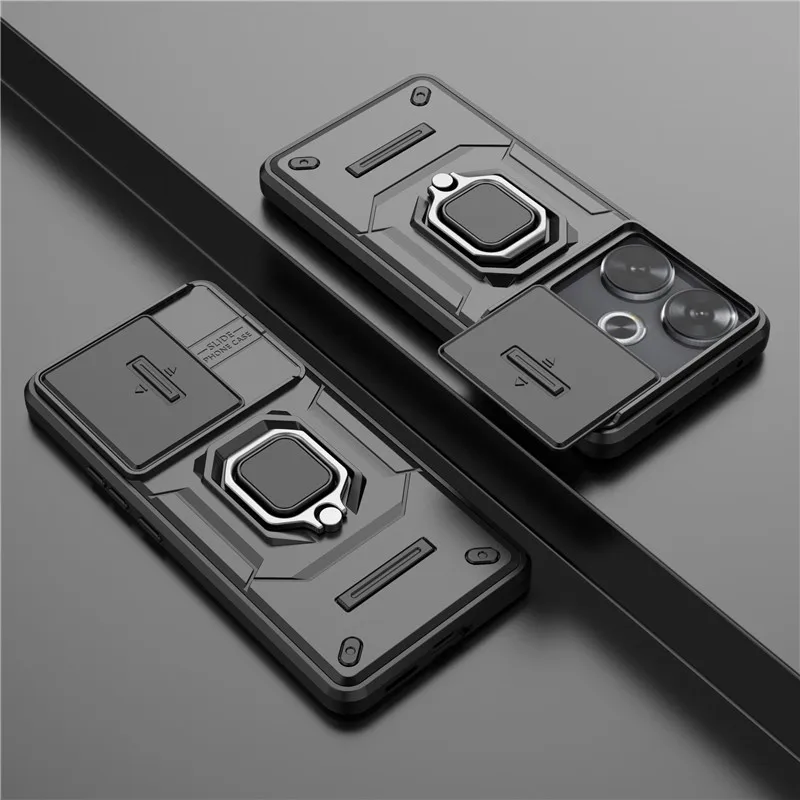 

For POCO F6 5G Cover For Xiaomi POCO F6 Case 6.67 inch Lens Protection Shockproof Push window Magnetic Holder Bumper