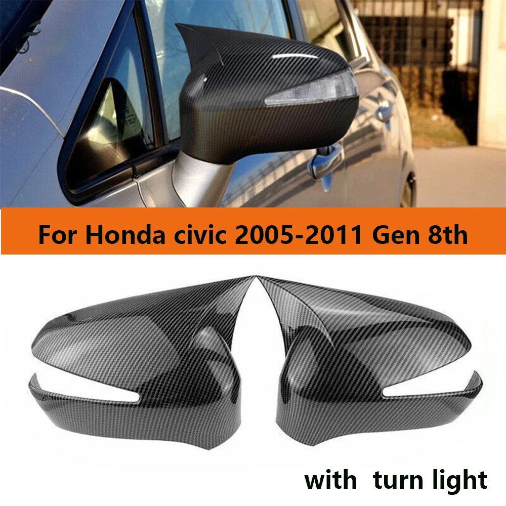 

For Honda Civic 8th Car Rearview Side Mirror Cover Wing Cap Sticker Door Rear View Case Trim 2006 2007 2008 2009 2010 2011