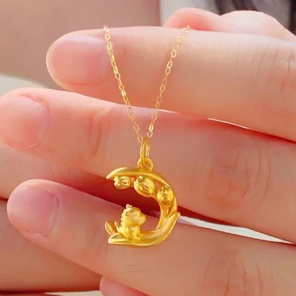 Real gold high quality pure gold 999 dragon pendant zodiac AU999 real 24K necklace dragon pendant jewelry women gift