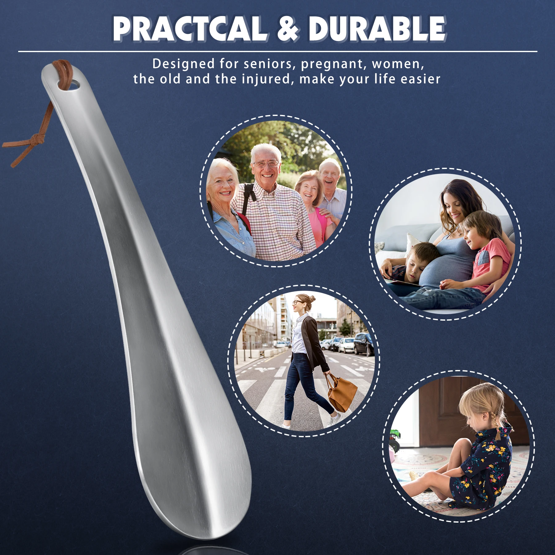 Shoe Horn 7.3 Inch Professional Men Women Stainless Steel Metal Travel Shoehorn Wear Helper Lifter