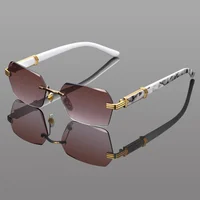 Vintage tranche polygone lunettes de soleil femmes mode sans cadre dégradé nuances hommes à la mode marque de luxe Design lunettes de soleil UV400 4