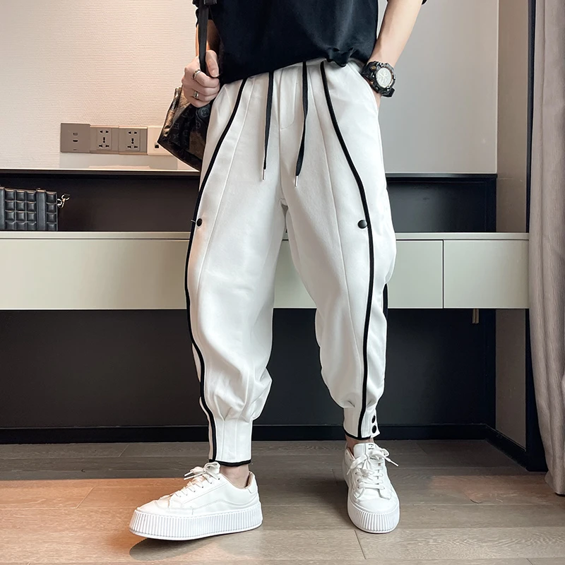 Pantalones de Joker Harlan informales para hombres, paquete deportivo, pantalones de cintura de pierna, ropa de calle de moda, blanco, gris, elástico, primavera, verano| | - AliExpress